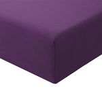 RUIKASI Double Fitted Sheet Deep - Purple Bottom Sheet for Double Size Bed with 40cm 16 Inches Extra Deep Sided Pocket, Soft Microfiber Bedsheet Ultra Deep Fit with Mattress