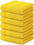 Homaxy 100% Cotton Waffle Weave Kitchen Towels, 13 x 28 Inches Super Absorbent and Machine Washable Dish Towels for Drying Dishes, 6-Packs, Yellow