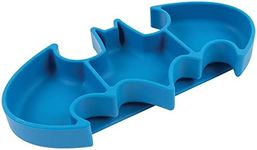 Bumkins Toddler and Baby Suction Plate, Silicone Grip Dish, Babies and Kids, Baby Led Weaning, Children Feeding Supplies, Non Skid Sticky Bottom, Platinum Silicone, Ages 6 Months Up, Batman Blue
