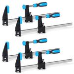 FASTORS Bar Clamps for Woodworking 12 Inch,4 Pack Wood Clamps Adjustable and Release Quickly,Woodworking Clamps Throat Depth 2.5 Inch,Serrated Steel Rail,Bar Clamps Force 600 Lbs