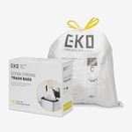 EKO Easy-Dispense Roll 80 Count Extra-Strong Drawstring Small Trash Bag, 4 Gallon Trash Bag (10-15L) 1 Pack White, Code C