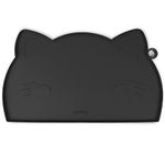 Coomazy Cat Food Mat Silicone Pet Feeding Mat for Dogs and Cats Non Slip Dog Bowl Mat for Food and Water Black