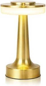 Cordless Metal Desk Lamp, Touch Sensor Control LED Table Lamp, 3 Color Stepless Dimmable Battery Powered Lamp for Living Room, Dorm, Home Office (Champagne Gold)