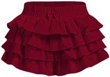 BEAUDRM Women's Y2K Ruffle Shorts Gingham Bloomers Cute Mini Micro Shorts Rave Party Going Out Date Night Hot Pants Burgundy Solid XX-Small