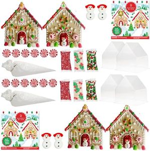 Gingerbread House Kit Duo 2-Pack Snowman Peppermint Palace Bundle by Bakery Bling | Pre-Baked Gingerbread House Kits with Icing, Candy, Glittery Sugar | Nut-Free, Dairy-Free, OU Kosher