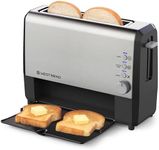 West Bend 77222 Quick Serve Wide Slot Toaster Bagel and Gluten-Free Settings with Cool Touch Exterior Includes Removable Serving Tray, 2-Slice, Silver