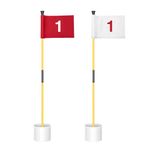 KINGTOP Miniature Golf Flagstick, Practice Putting Green Flags for Yard, Golf Pin Flag Hole Cup Set, 3ft Flagpole, Indoor | Outdoor, Flag Numbered #1 in Red and White, 2 Pack