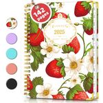 BLESWIN 2025 Planner Daily Weekly and Monthly for Women, Jan.2025 - Dec.2025, 8.5'' x 6.2'', Hardcover Agenda Planner Notebook with Monthly Tab, Spiral Bound, Inner Pocket, Strawberry