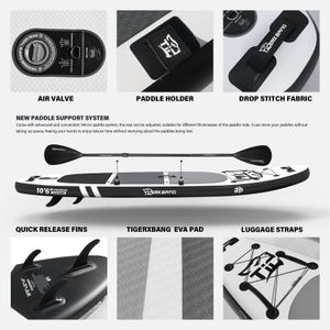 TIGERXBANG 10' Inflatable Paddle Board – Black SUP