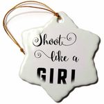 3dRose Shoot Like a Girl Snowflake Ornament, Multi-Colour, 3-Inch