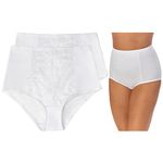 Ellen Tracy Women's Perfect Shape Control Brief with Dot Mesh (Pack of 2) - white - Large