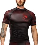 Hayabusa Geo Short Sleeve BJJ Rash Guard - Red,X-Large