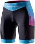 MY KILOMETRE Womens Triathlon Shorts 8” Inseam Tri Shorts with Side Pockets Adjustable Drawstring Blue