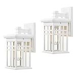 Zeyu 2 Pack Outdoor Porch Lights Wall Mount - Modern Outside Lights for House Die-Cast Aluminum with Clear Glass Shade, White Finish, 20068B1-2PK WH