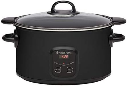 Russell Hobbs 6L Searing Slow Cooker, RHSC650BLK, Digital 3 Heat Settings and Timer, Dishwasher Safe Non-Stick Pot, Cooks 8 Servings, Serve Straight to Table - Matte Black