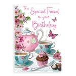 Piccadilly Greetings Regal Publishing Birthday Card Friend - 9 x 6 inches,white|pink|green|grey|peach