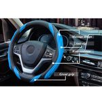 Steering Wheel Cover - Car Wheel Cover Leather, Sportage Universal Size M 37-38cm /14.5-15inch, Anti-slip, Breathable, Blue