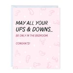 Naughty Wedding Card, Engagement Bridesmaid Bachelorette Cards for Bride/Groom, Bridal Wedding Shower, For Him/Her, Couple, Congratulations Greeting Cards (May all your ups and downs be only in the bedroom)