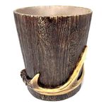 BestGiftEver Realistic Wood with Faux Antler Accent Waste Basket - Wildlife and Forest Themed Trash Can for Lodge Cabin Style - Ideal Home Decor for Hunting Enthusiasts and Outdoor Nature Lovers