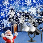 Christmas Projector Lights Outdoor,2024 Newest IP65 Waterproof Snowflake Projector Lights,Rotating Snowfall Brighter LED Landscape for Xmas Holiday Home Decor Indoor Outdoor Garden Party Decoration