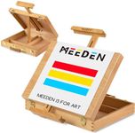 MEEDEN Tabletop Art Sketchbox Easel, Solid Beechwood Artist Easel Box Storage Organizer to Store Art Supplies, Paints, Art Table Easel for Artists, Beginners Painting Drawing, Hold Canvas up to 28''