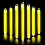 Glow Fever Bulk 100ct 6" Glow in The Dark Sticks, End Caps with Lanyards Included, for Party Supplies Festivals Raves Birthday Wedding (Yellow)