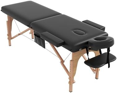 civama Massage Table Massage Bed Portable, 29 LBs Light Weight 2 Section Foldable Tattoo Bed Facial Care Spa Lash Bed Height Adjustable Sturdy Wooden Frame with Accessories Carrying Bag, Black