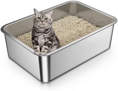 Anycoo Stainless Steel Litter Box for Cat or Rabbit, Cat Litter Box No Odor Left, Metal Litter Box Non-Sticky, High Side and Easy to Clean, Rust Proof 40 L x 35 W x 15 H