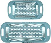 Nourished Essentials Over The Sink Strainer Colander Expands from 14 to 19 inches - Multi-Purpose Sink Colander for Efficient Food Preparation - Ideal for Rinsing, Draining, Thawing, and Drying - Blue