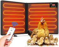 Chicken Coop Heater for Winter with Remote Control, 180W Foldable Radiant Heaters for Chicken Coop,30''x12'' Large Panel Chicken Coop Accessories with Adjustable Timer and Temp,Safer Than Brooder Lamp