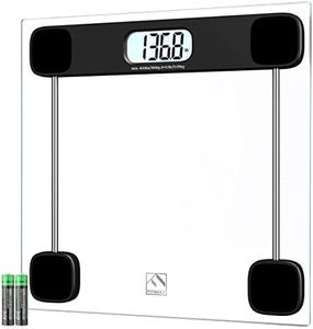 FITINDEX Bathroom Scale for Body Weight, Highly Accurate Digital Weighing Scale with Large LCD Display, Transparent and Slim Tempered Glass, 400 lbs, Black