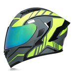 Woljay Full Face Flip Up Motorcycle Modular Helmet Integrated Motorbike Dual Visor for Adults Men Women Moped Street Racing DOT Approved (Grey Yellow-Multicolor Visor, Medium)