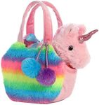 Aurora World Fancy Pals Pet Unicorn Carrier Plush, Rainbow