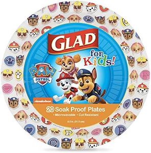 Glad for Kids Paw Patrol Emoji Paper Plates, 20 Count, 8.5 Inches | Paw Patrol Plates for Kids | Heavy Duty Disposable Soak Proof Microwavable Paper Plates for All Occasions