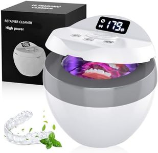 Ultrasonic Retainer Cleaner, 200ML Denture Cleaner for Mouthguard, Aligner and All Dental Appliance with 4 Digital Timer, 45kHz Diamond Cleaner for Rings Jewelry Cleaning, with Cleaning Basket
