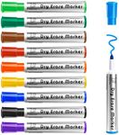 maxtek Whiteboard Markers Bullet Tip, Dry Wipe Pens for Whiteboard Flip Chart, Low Odor Whiteboard Pens, White Board Markers Erasable for School Office Home - Assorted Colours (Pack of 10)