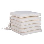 Outsunny Set of 6 Chair Cushion Seat Pads Dining Chair w/Straps Indoor Outdoor Removable Tie On Garden Patio, Cream White