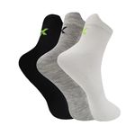 XJARVIS Rio Premium Cotton Ankle Socks for Men and Women - Free Size Ideal for Running, Cycling & Gym, Odour Free, Solid Unisex Ankle Length Socks Pack of 3 (BLACK/GREY/WHITE)