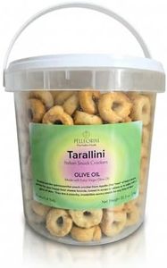 Tarallini Italian Snack Crackers - Family-Size Freshness-Saving Bucket - All Natural, Oven Baked Crunchy Crackers made with Clean Ingredients like Extra Virgin Olive Oil - Cholesterol Free - Perfect for Charcuterie Boards, Wine Tastings, Aperitivo, Bar Snacks, Parties