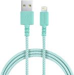 Smartish Lightning Fast Charging Cable - Crown Joule [Durable Nylon Fabric Cord] MFi Certified for iPad, Airpods, iPhone - Teal Me More - 6ft