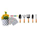 TrustBasket UV Stabilized Long Life Premium Colorful Dotted Grow Bag for Balcony & Terrace Gardening & 5Pcs Durable Gardening Hand Tool Kit for Home Gardening