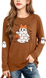 Ithalt Halloween Shirts for Kids Ghost Graphic Tshirt Spooky Long Sleeve