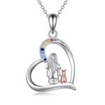 YFN Cat Necklace Jewellery Gifts for Women Girls 925 Sterling Silver Cat Pendant Necklace Gifts for Cat Lovers (Silver-Colorful Cz Cat Necklace)