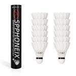 SPPHONEIX 12-Pack Intact Goose Feather Badminton Open Level Shuttlecocks with High Stability, Profession Badminton Birdies Model Black Speed 78