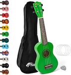 Soprano Ukulele Ukelele for Kids includes Gig Bag, Felt Pick, Spare Strings - Green - TIGER UKE7-GR