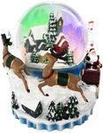 Aobaks Christmas Snow Globe, 100mm Christmas Oversized Resin Lighted Musical Snowflakes Snowglobe, Christmas Snowing Snow Globe,Santa Claus Snow Globe