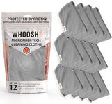 WHOOSH! Microfiber Cleaning Cloth, 12 Pack, Glasses and Screen Cleaning Cloth, Suitable for TV, Car Screen, Computer, Laptop, iPad, MacBook, Smart Phone, Monitor, Watches (14"x14"), Grey