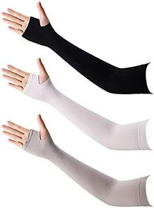 GLAITC Manches de Bras,3 Paires de Protection UV Manches de Bras de Refroidissement Femmes Hommes été Soleil Bras Couverture Manches Tatouage Couverture pour Cyclisme Randonnée Course à Pied Black