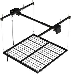 Overhead Garage Lifting Storage Rack, 4x4 ft Heavy-Duty Carbon Steel Ceiling Storage Rack, Adjustable Organization System, 350Lbs Safe Load (Tested to 600Lbs), Manual Crank Lift Design