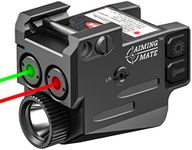 AIMINGMATE Shockproof Red Green Laser Light Combo for Pistol, Multifunction 500Lumens Strobe Weapon Light Laser Combo, USB Rechargeable Tactical Flashlight Laser Sight for Handguns…